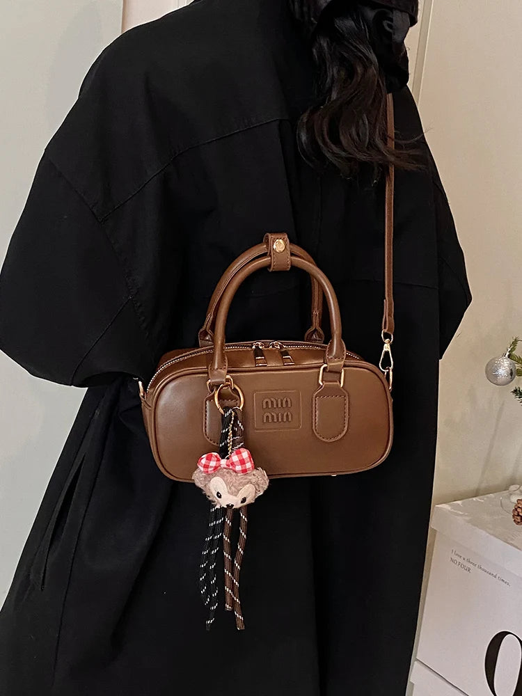 Luxury high-end designer portable bowling bag female 2025 new autumn and winter fashion all-match messenger bag small square bag