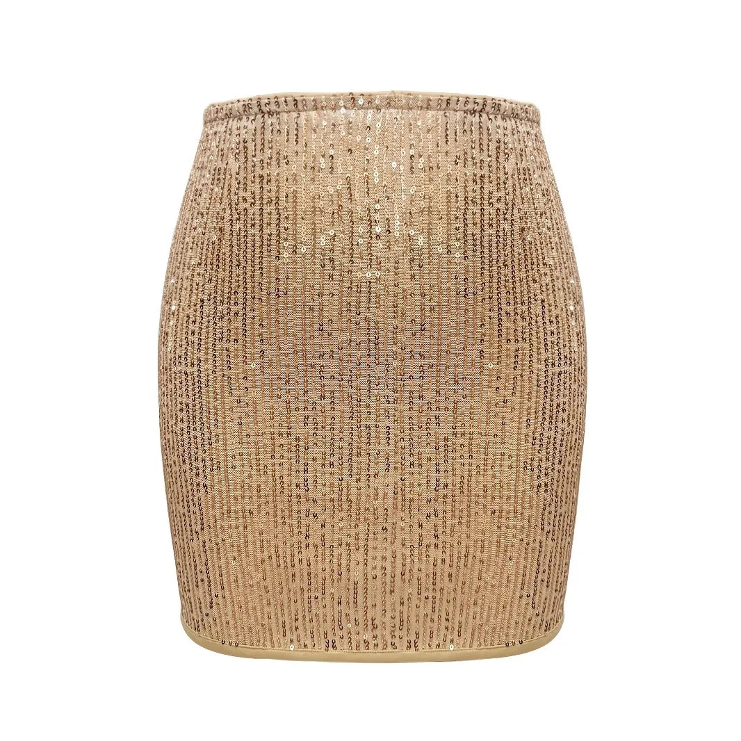 Women Fashion With Sequined Glod Black Silver Side Short Pencil Mini Skirt Vintage High Waist Female Chic Lady Skirts Summer