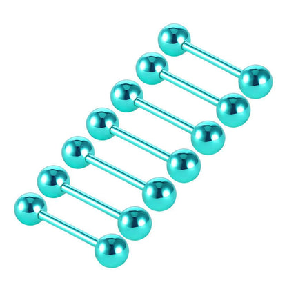 7pcs/lot Titanium Plated Piercing Tongue Rings Bars Girls 14G Tongue Piercing Barbells Stainless Steel Body Jewelry SD84 Badiee Stylez