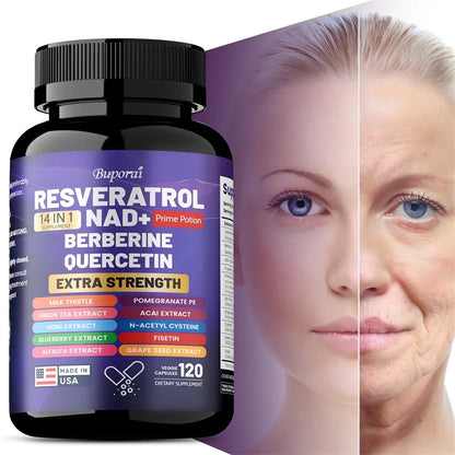 Resveratrol Nad+ Berberine, Quercetin - Improve Aging, Anti-oxidation, Regulate Metabolism, Protect Nerves