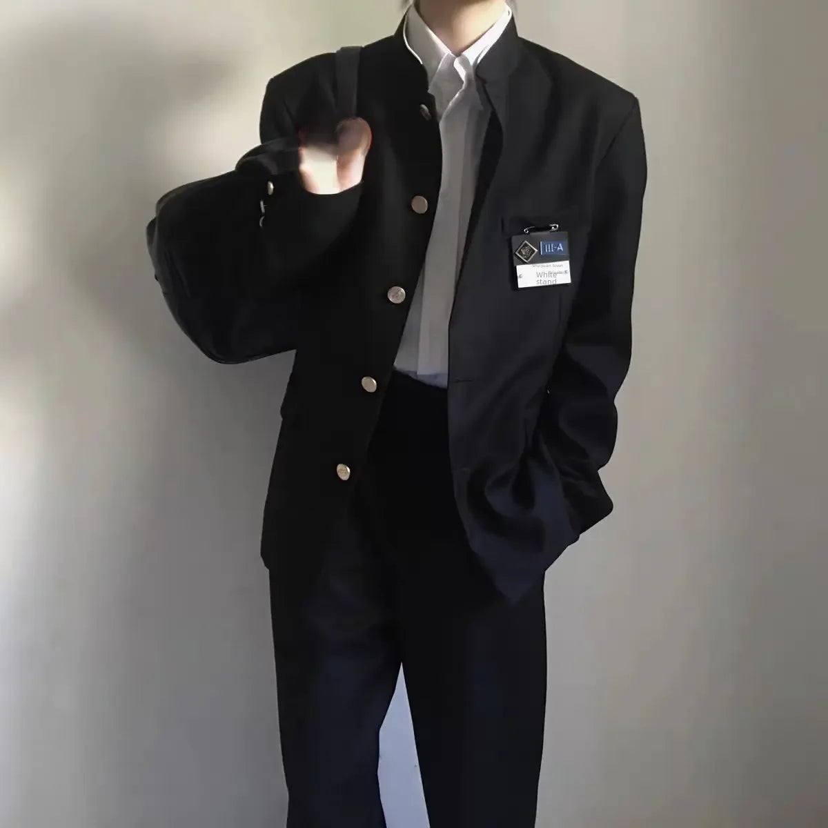 Japanese Style School Uniform Dk Blazers Men's Western-style Suit Streetwear High Coolness Fashion Matching Explosion Streetsuit Black [single top with badge]]
