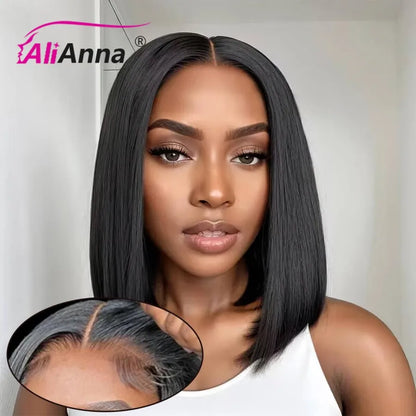 Glueless Wig Human Hair Ready To Wear Short Bob Wigs For Women Transparent Pre Cut Lace Human Wig Human Hair Wig Bob Wig 180%