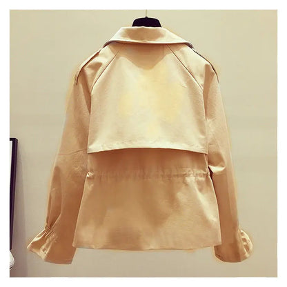 Women's Short Jacket 2025 Spring Autumn New Korean Fashion Loose Waist Slim Windbreaker Coat Solid Female Outwear Tops