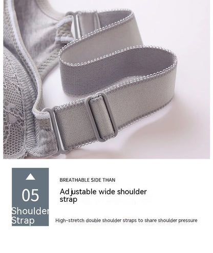 Women Large Size Bustier Underwear Women Thin Non-steel Ring Brassiere Mum Gathering Top Support Bra Mother Comfortable Brassier