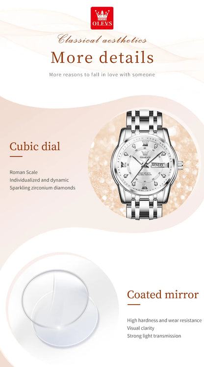 OLEVS 5513X Women Watch Original Fragrant Quartz Wristwatch Automatic Date Watches For Women Waterproof Luminous Gifts For Women