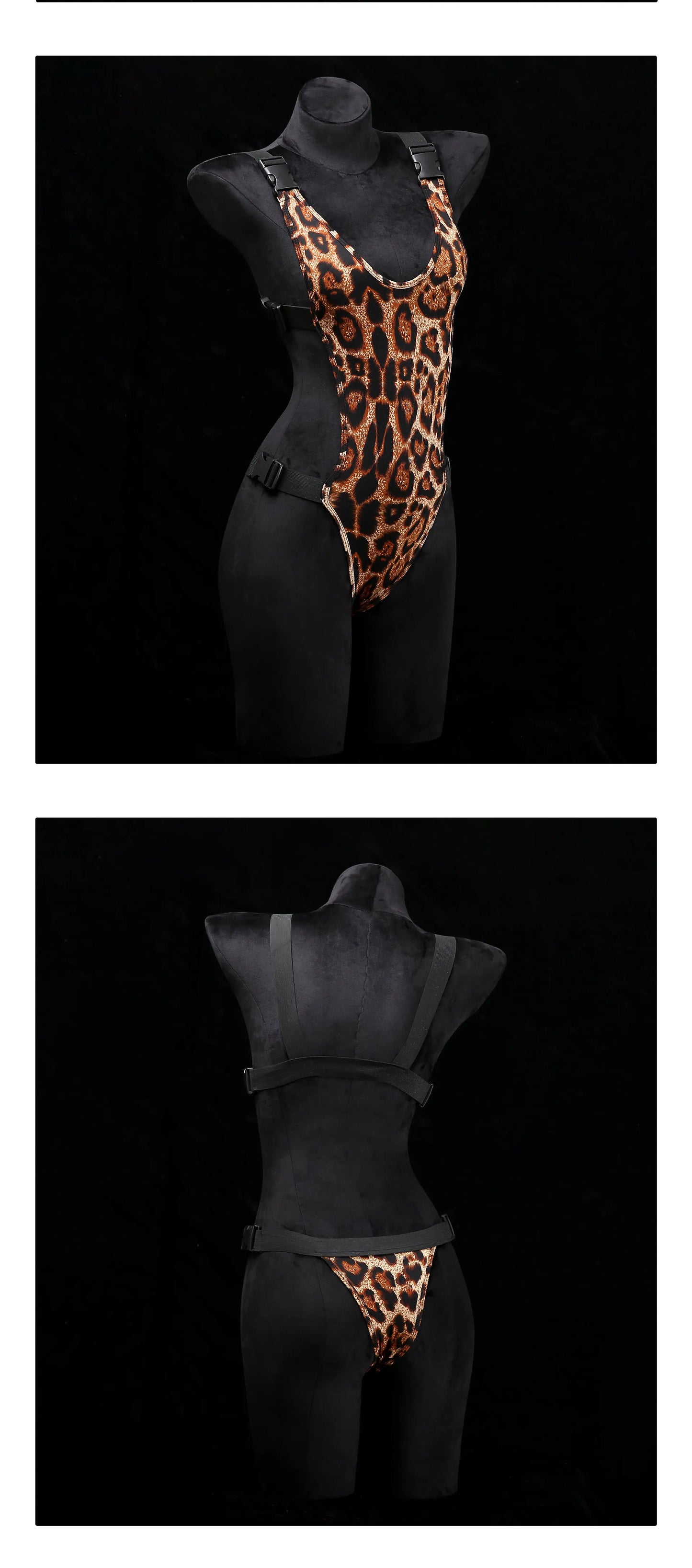 Exotic Summer Fashion Womens Clothing 2024 New Leopard Print Uniform Velvet Straightening Waist Exposed Sexy Tight jumpsuit LHNO