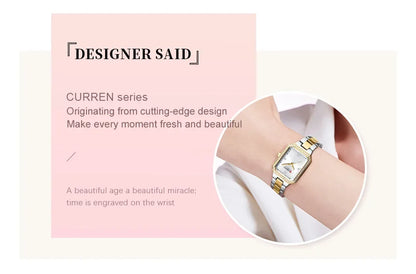 CURREN Women Watch Quartz Watch for Ladies Simple Elegant Dress Wristwatch Stainless Steel Bracelet