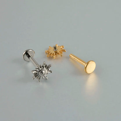 ASTM F136 Solid Titanium Internally Threaded Cross Cz Cartilage Earrings Stud Helix Tragus Lobe Piercing Labret Lip Ring Jewelry