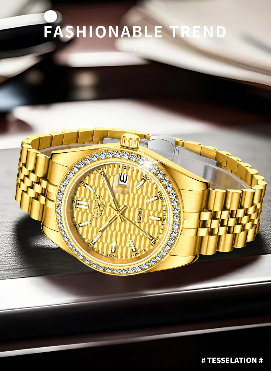 LIGE 2025 NEW Women's Watch Luxury Fashion quartz wristwatch ladies Stainless Steel Waterproof Calendar Watch for Women reloj