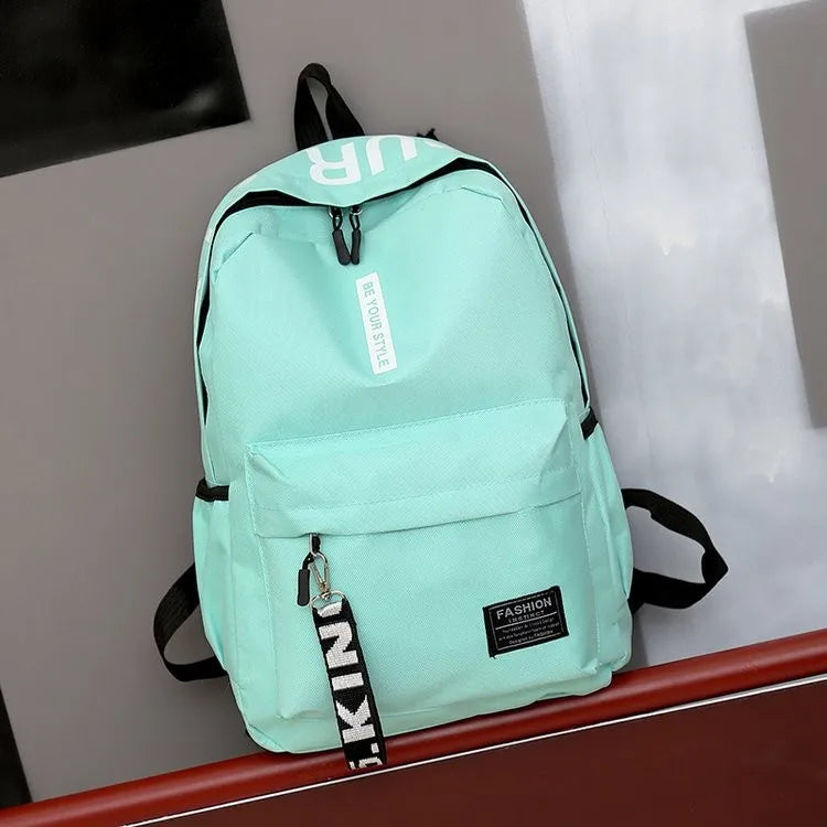 Fashion trend backpack backpack for men and women junior high school high school student bag large capacity korean version of th light green