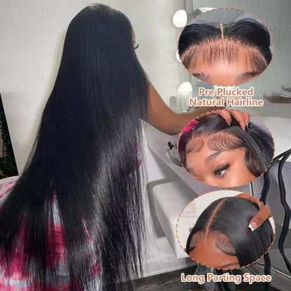 Bone Straight 13x4 Lace Frontal Wig For Women 5x5 Glueless Invisi-Drawstring Black Human Hair Wig 13X6 Lace Front Wig Human Hair Badiee Stylez