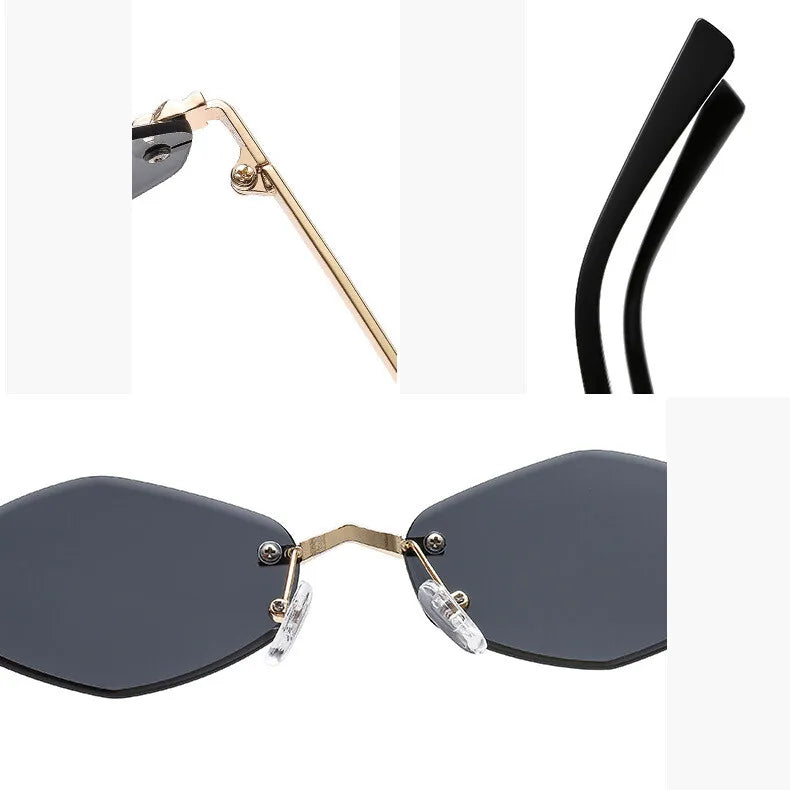 Luxury Rimless Sunglasses Women Brand Design Diamond Shape Small Size Sun Glasses Gradient Sunscreen UV400 #303862