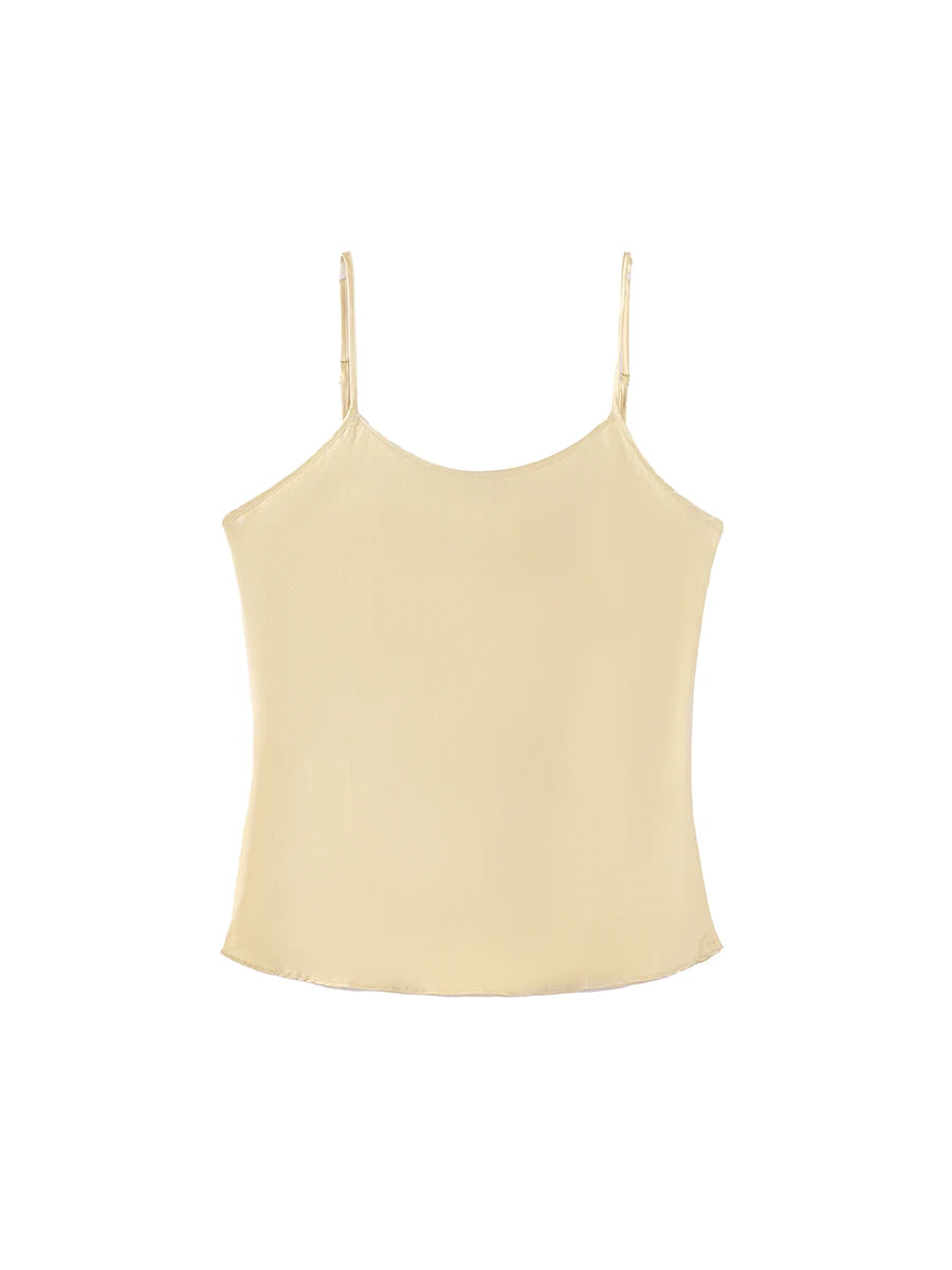 SuyaDream, Women 100%Real Silk Camisoles, 19MM, Solid Cozy Camis, 2024 Spring Summer Basic T shirts, White, Pink, Beige Champagne