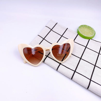 New Peach Heart Children's Frame Fashion Sunglasses Personality Boys and Girls Children's Glasses Sunglasses Outdoor Sunvisor Beige