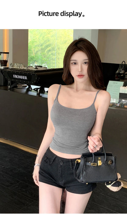 Show Figure Show Waist Thin Self-Tie Chest Pad Camisole Vest Inner Spring and Summer Thin Ballet