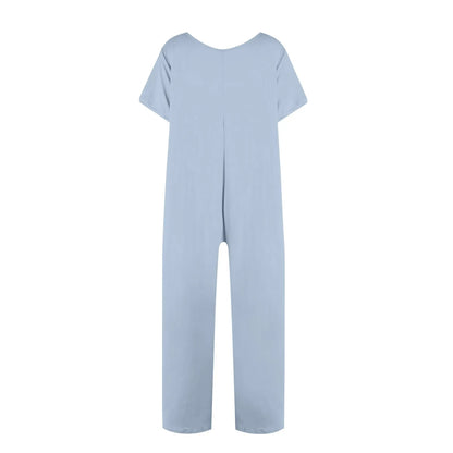 jumpsuit women Fashion Casual Short Sleeve Jumpsuits Loose and comfortable Pullover bodysuit With Pockets trend monos largos Badiee Stylez