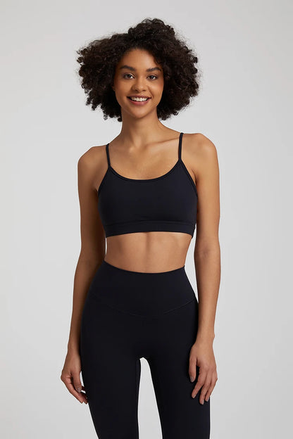 Open Back Sports Bra 8 Way Stretch Deep U Neck Bra Padded Fitness Top for Women