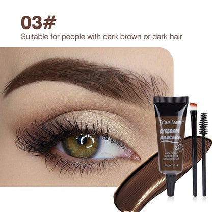 Natural Liquid Dyeing Eyebrow Cream Set Waterproof Shaping Brown Tint Pointed Tube Eyebrow Henna Mascara Paint Brush Makeup Tool 03