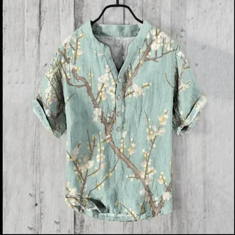 Men's 3D printed men's casual button up long sleeved shirt men's four season top men's 5XL size Q4