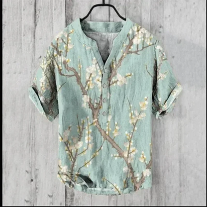 Men's 3D printed men's casual button up long sleeved shirt men's four season top men's 5XL size Q4