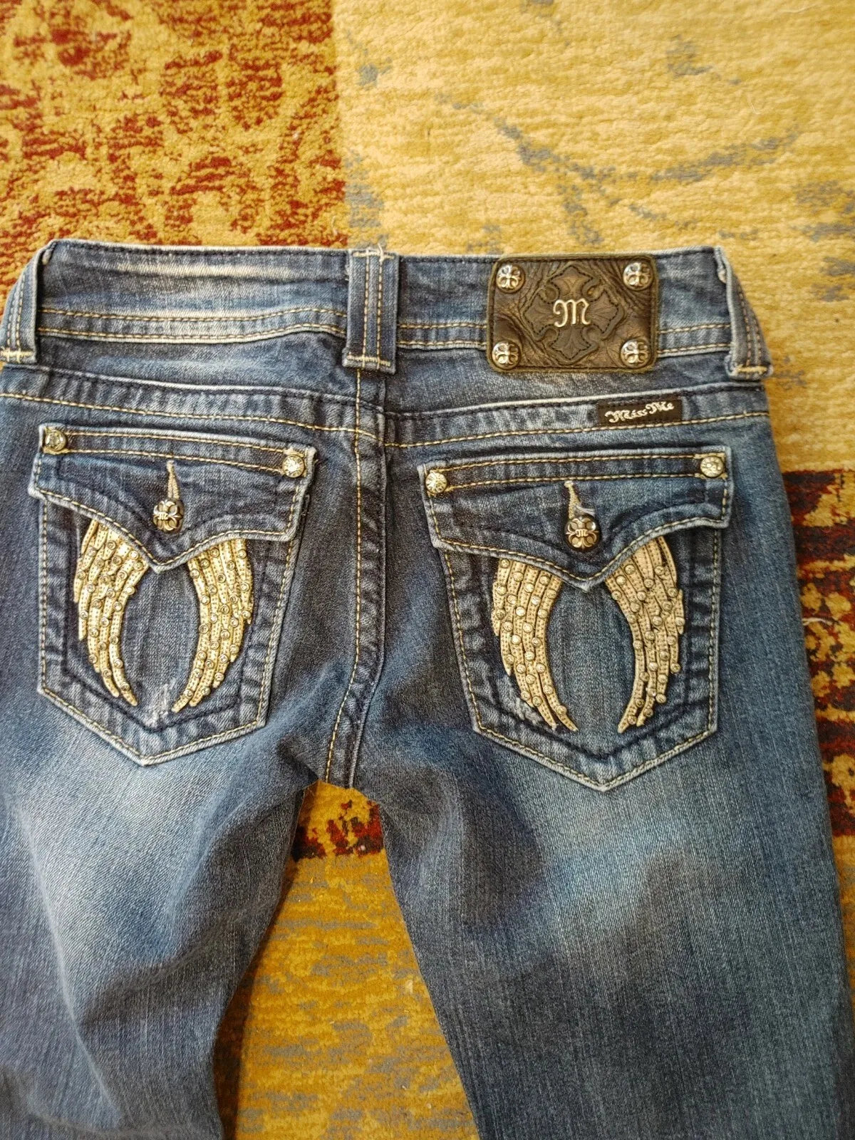 Y2k 2000s Bootcut Jeans Wing Flap Pockets Shining Diamonds Jean Casual Denim Pants Straight Wide Leg Jeans Women Clothing 1