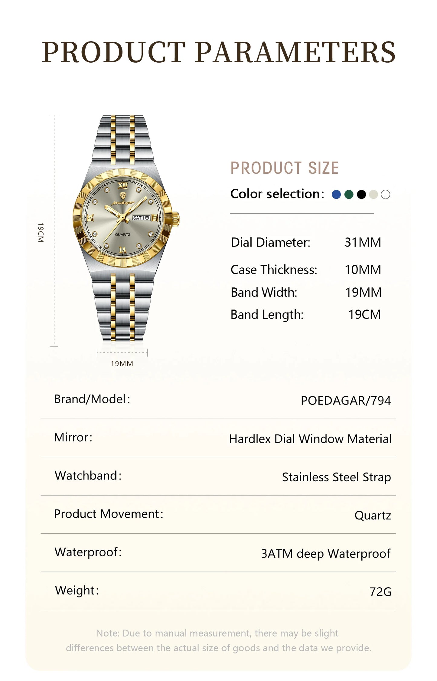 POEDAGAR Luxury Original Ladies Watch Luminous Waterproof Week Date Woman Wristwatch Stainless Steel Women Quartz Watches Female