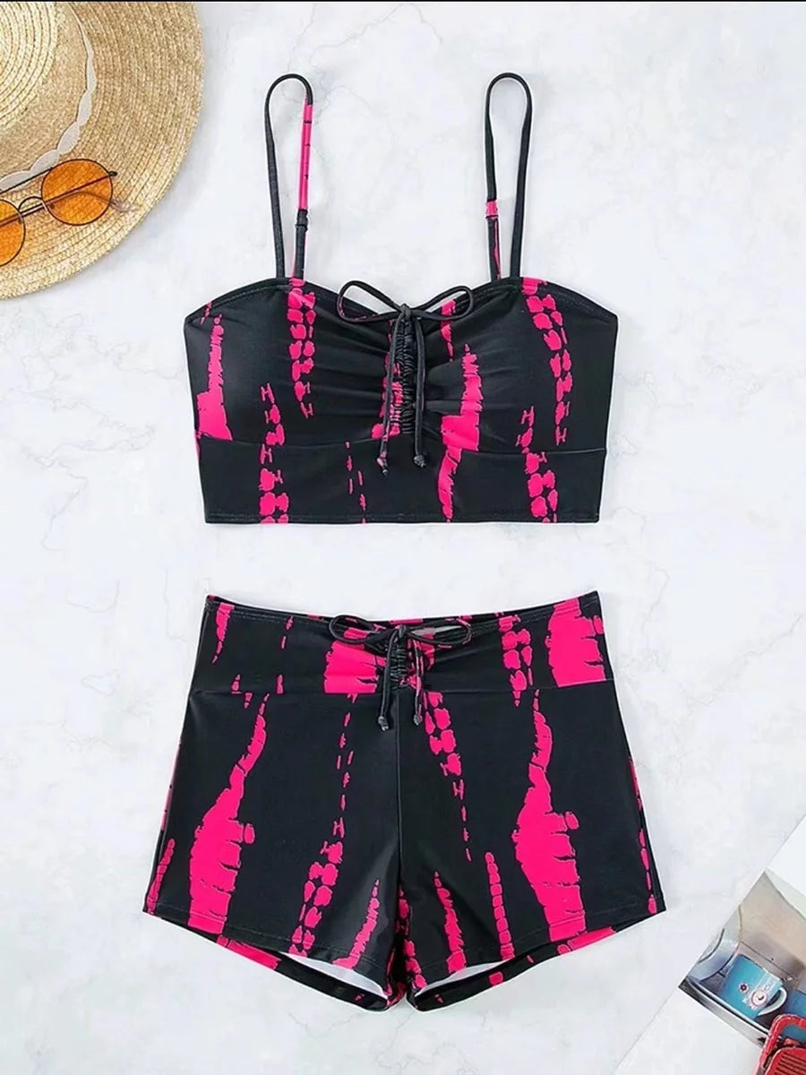 2025 Print High Waist String Two Piece Bikini Women Swimwear Female Swimsuit Bathers Bathing Swimming Suit Beachwear Summer