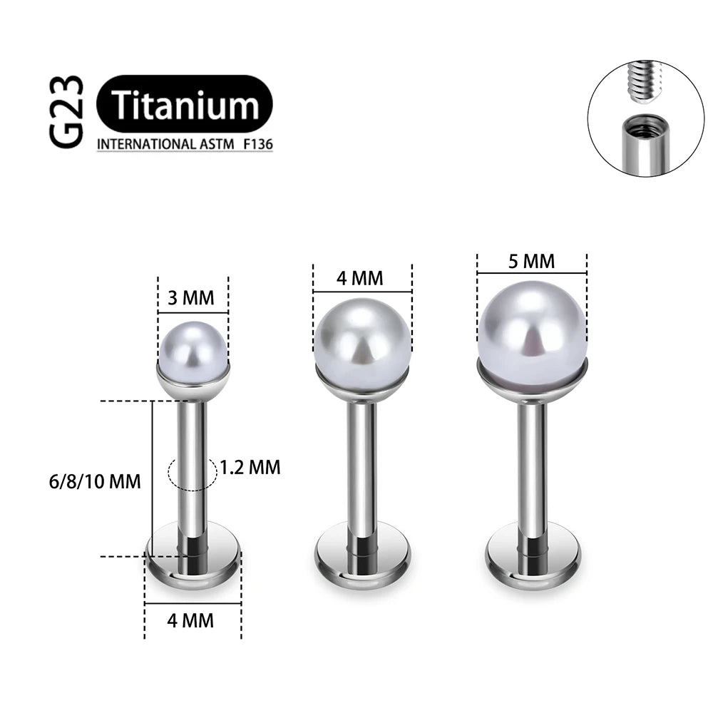 ASTM F136 Titanium 16G Bowl shaped Pearl Earring Helix Tragus Cartilage Stud Earlobe Lip Piercing Jewelry