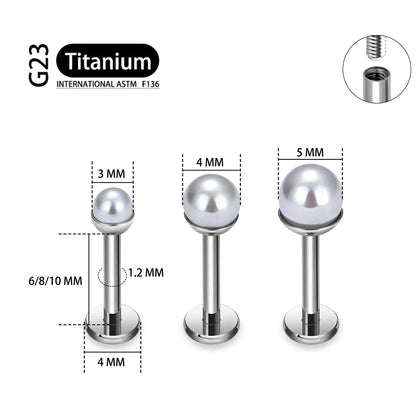 ASTM F136 Titanium 16G Bowl shaped Pearl Earring Helix Tragus Cartilage Stud Earlobe Lip Piercing Jewelry