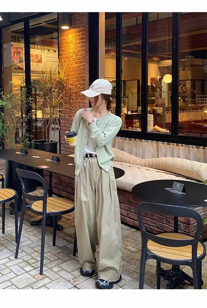 New 2025 Spring Summer Knit Cardigan O-Neck Solid Color Fashion High-Grade Comfortable Slim Casual Knitwear Tops