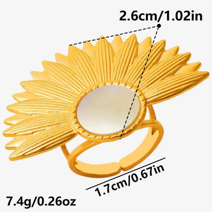 Sea Jewelry Shell Leaf Geometric Round Stainless Steel Rings For Women Men Accessories Open Adjustable Ring Beach Holiday Bagues