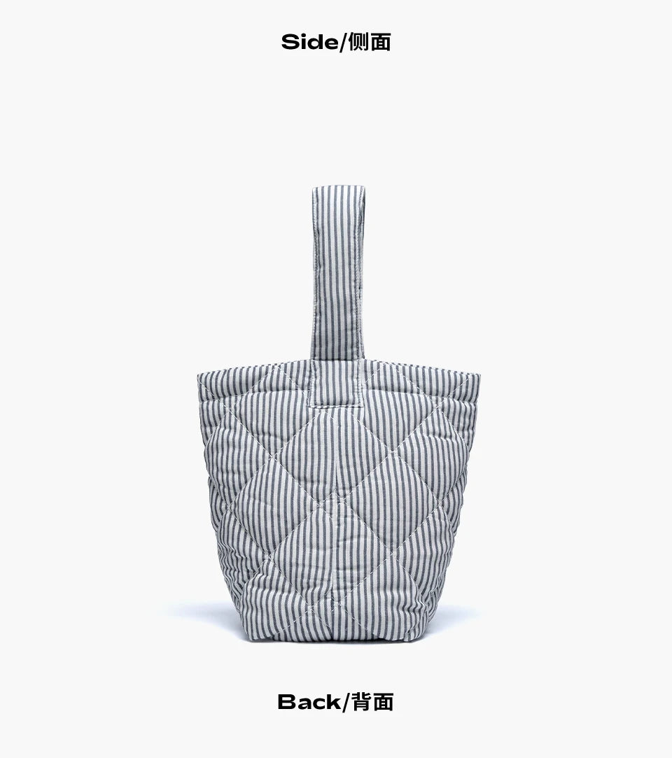 LEE Ladies Cute Design Puffer Bag Casual Soft Small Pink White Quilted Handbag Women Korean Style Down-filled Phone Bucket Bag