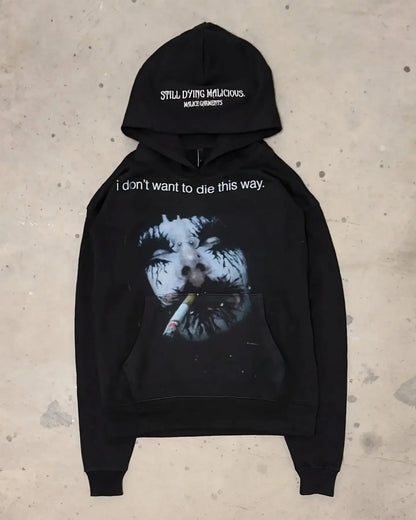 Y2k Streetwear Gothic Cartoon Letter Oversized Hoodie Men's Fashion Harajuku Loose and Versatile Long Sleeve Hoodie