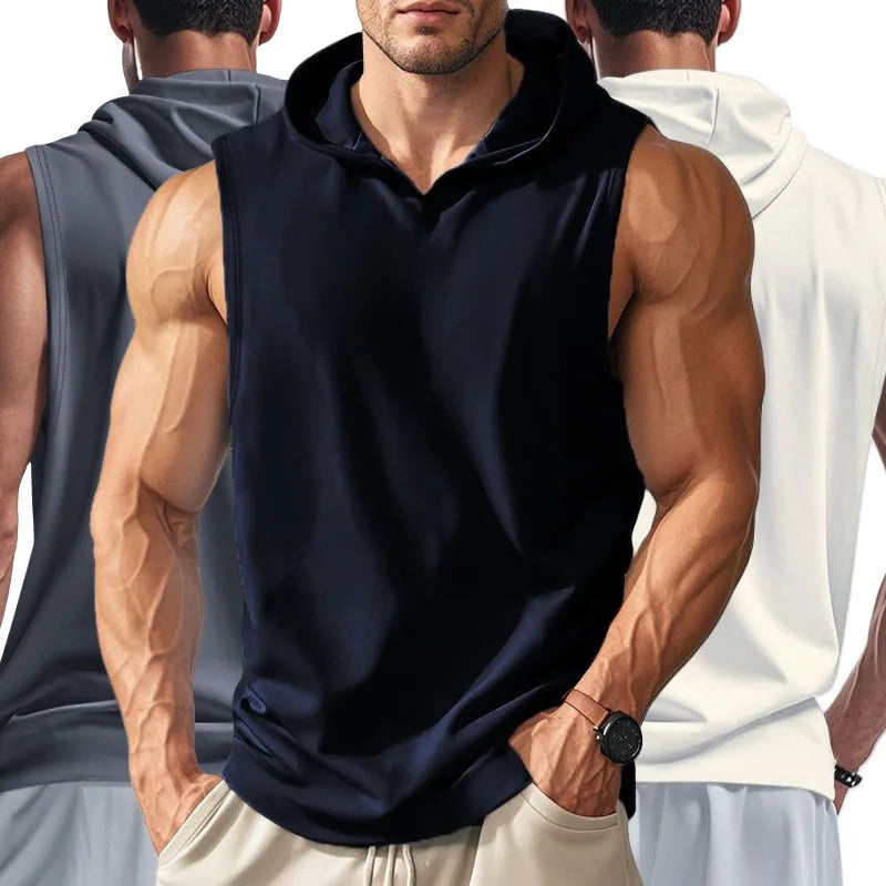 Gym Solid Color 2024 Brand New Men's Tank Tops Vest Sleeveless Tees For Male Hooded Man Vests Tops Hip Hop Men Tank Top T shirt