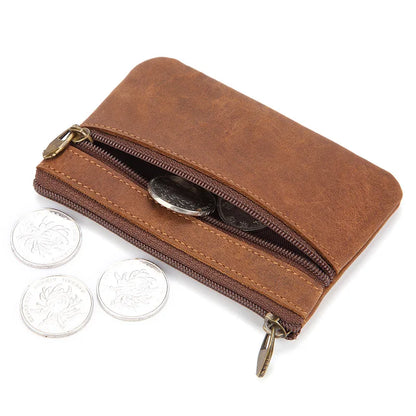 New Cow Leather Men's And Women's Change Vintage Coin Bag Headphone Purse Storage Mini Bag For Man And Woman