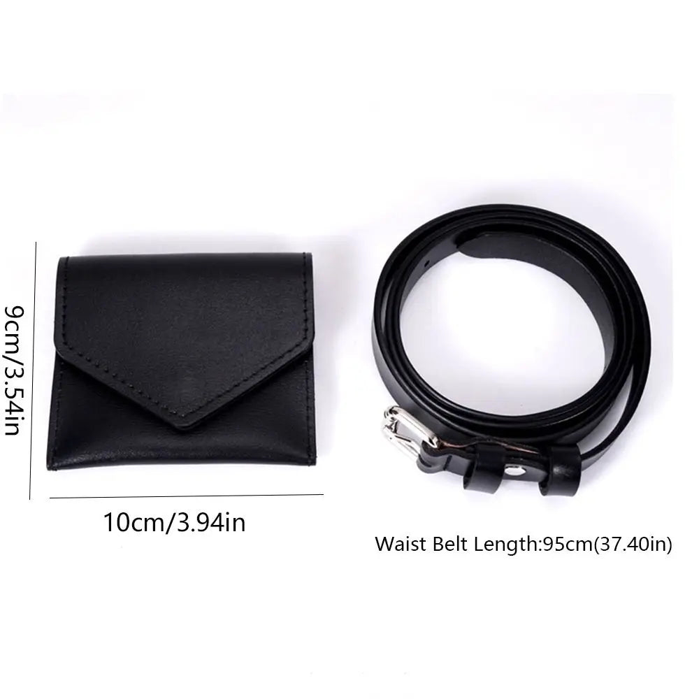Fashion Korean Style Women Waist Bag Solid Color PU Belt Envelope Waist Bag Clutch Bag Card Pocket Small Card Bag Outdoor