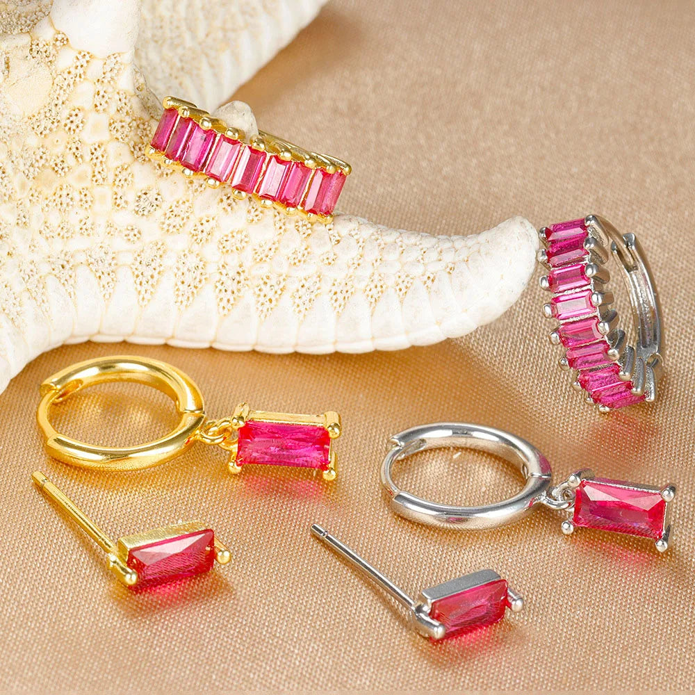 3PCS Stainless Steel Square Earrings Sets for Women Vintage Zircon Pendant Geometry Round Circle Hoop Earrings Piercing Jewelry