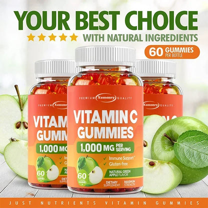 Vitamin C Gummies - Antioxidant, Promotes Collagen Production, Skin Glow, Supports Heart, Immune Health, Vegetarian