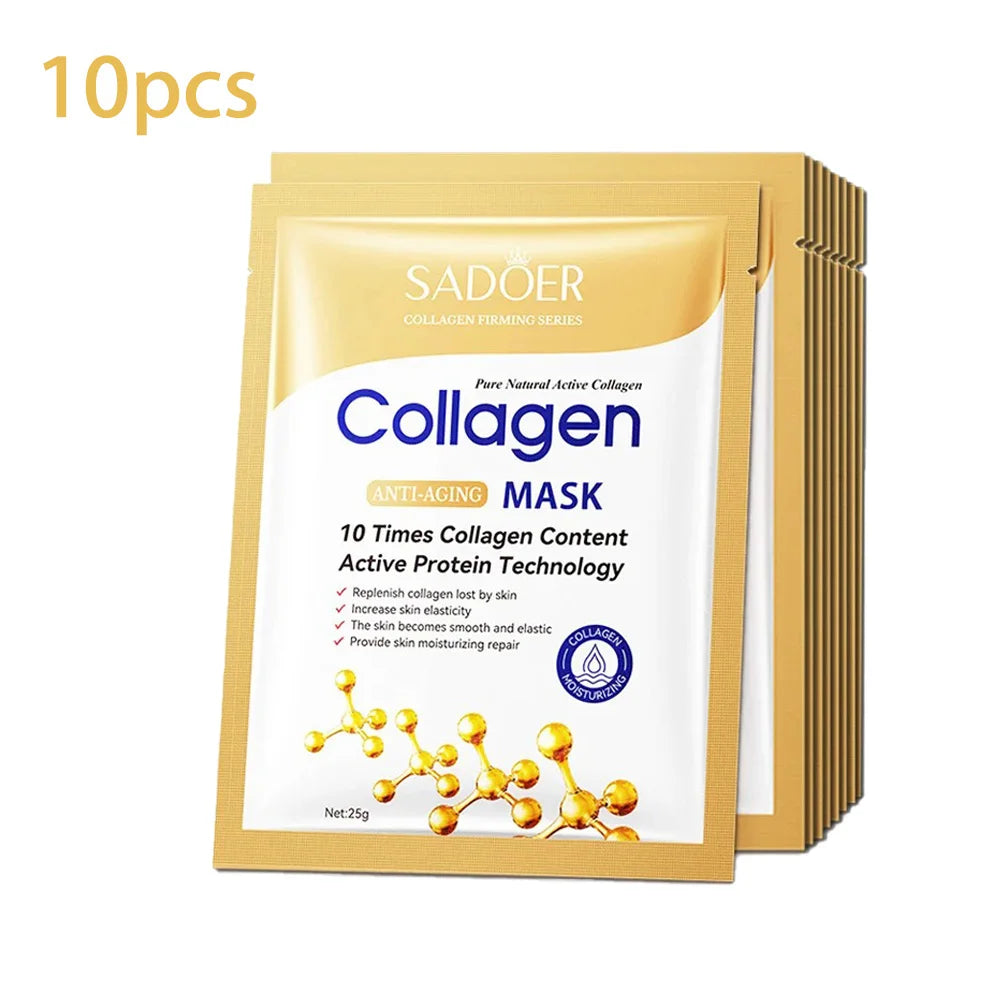 5/10/20/30pcs SADOER Collagen Face Mask Firming Moisturizing Repair Brightening skincare Face Sheet Mask Facial Masks Skin Care 10pcs