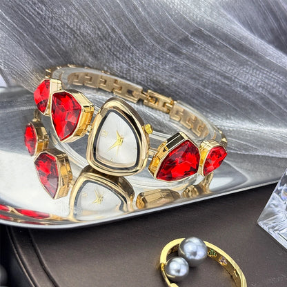 Women's irregular shape large sparkling special-shaped rhinestone simple sun pattern dial Fashion trend avant-garde quarts watch