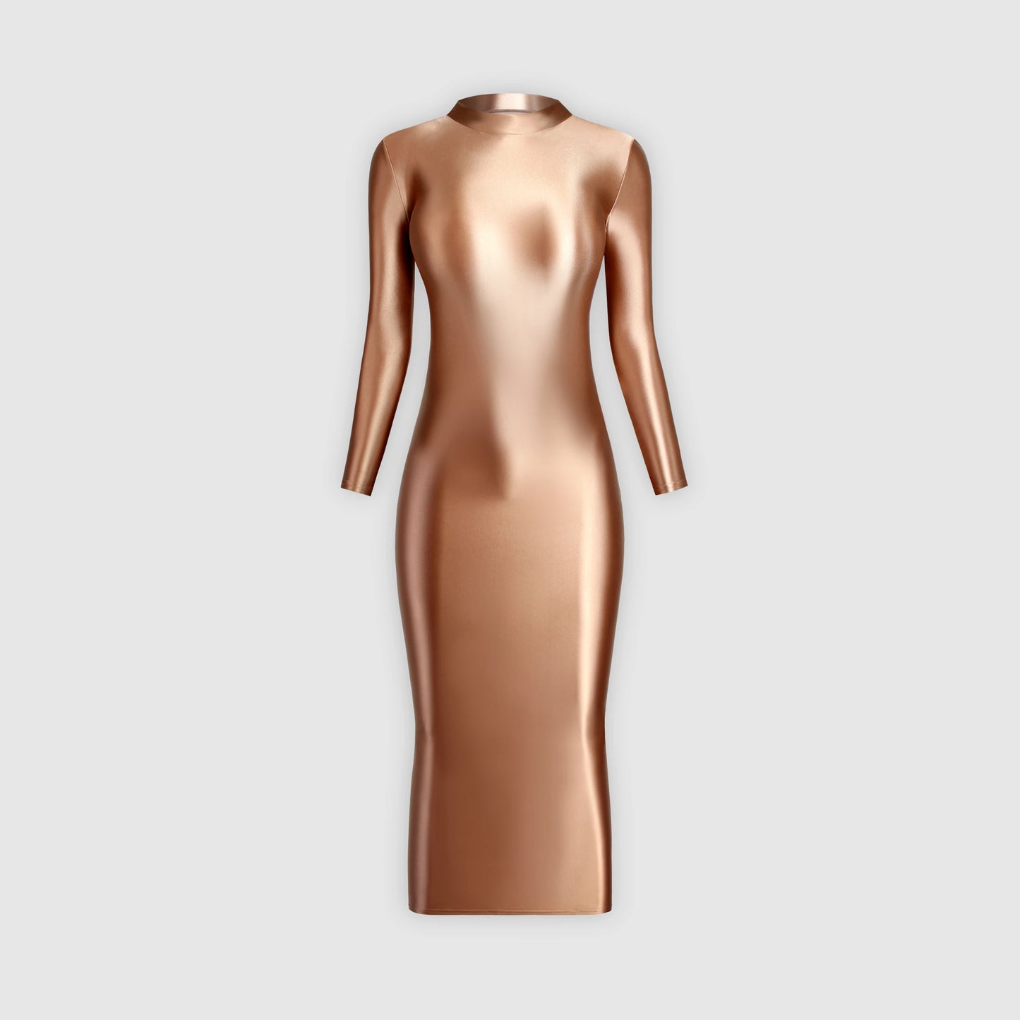 XCKNY Glossiness Series dress high neck long sleeve skirt silk longuette elastic silk tight skirt sports skirt sexy tight dress