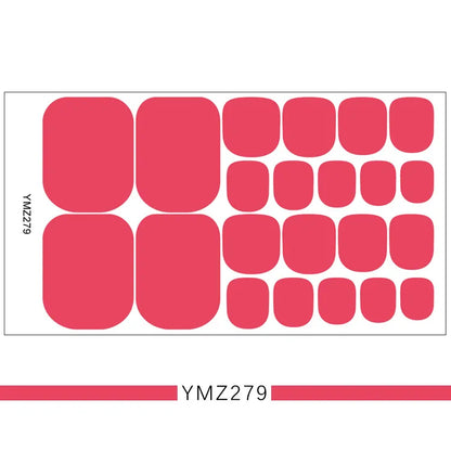 Toe Nail Sticker Wraps Adhesive Decals Toenail Polish Strips DIY Foot Decals Manicure Women Solid Color Full Cover Foot Stickers 01