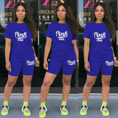 Hot Sale Of The Season round Neck Short Sleeve Printed Home Leisure Base Layer Set Multicolor Summer Bottoming Outfit Women's Sk Badiee Stylez