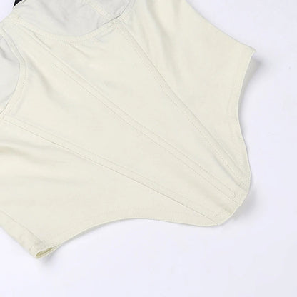 Xingqing y2k Tops Women Summer Clothes Contrast Color Spaghetti Strap Sleeveless Asymmetrical Hem Corset Tanks Party Clubwear