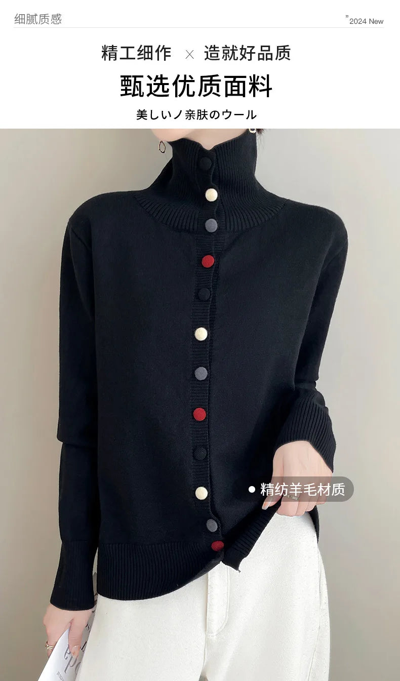 2024 New Cashmere Cardigan Women Long Sleeve Sweaters Cashmere Cardigan Autumn Winter Women Knitwear Fashion Coat