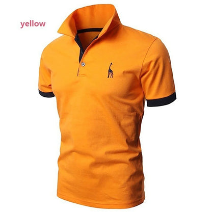 Fashion Icon Cartoon Embroidery Polo Shirt - Slim Fit, Casual Style, Solid Colors for Men - New Summer Collection