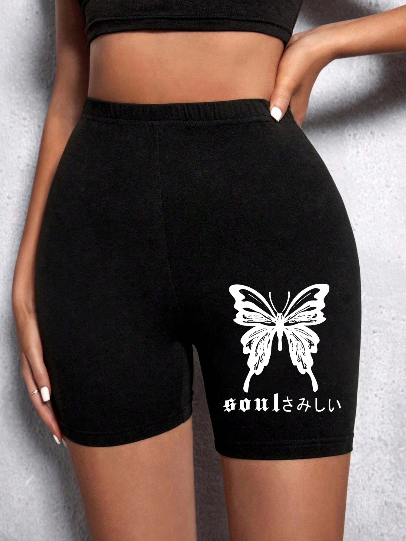 Casual Women Fitness Short Pantsbeautiful Dreamy Purple Butterfly Prints Leggings Short High Elastic Soft Thin Female Sportswear