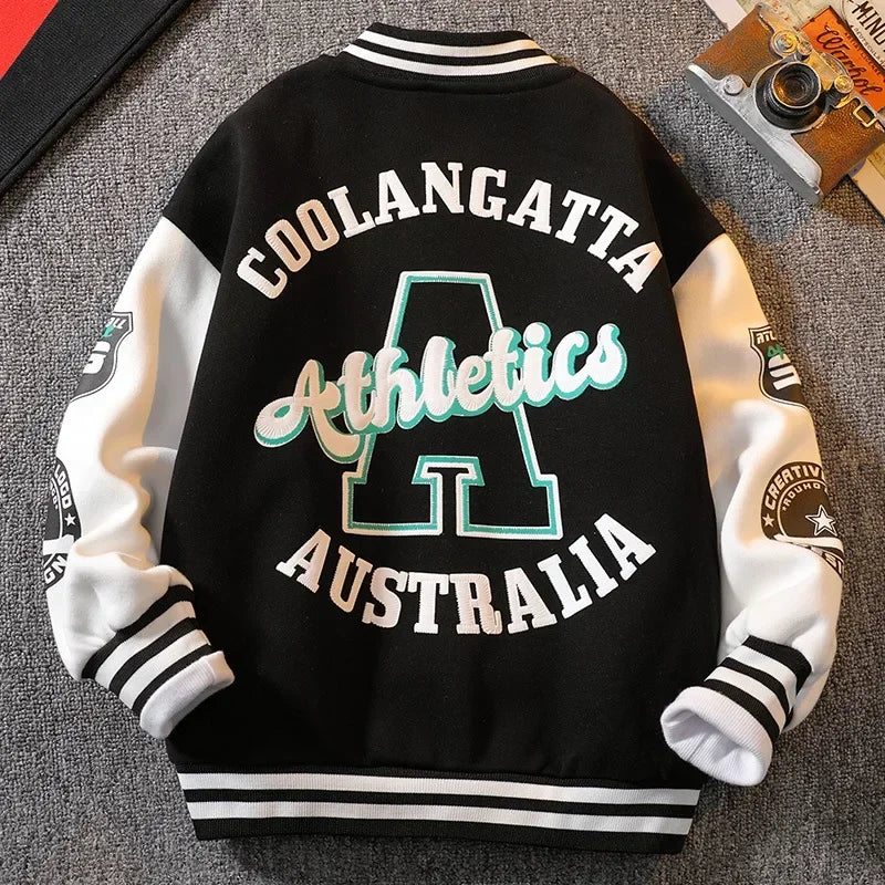 Fashion Spring Autumn Long Sleeve Outwear Teenager Kids Letter Printed Coat Sport Children Clothing 3 8 10 12 Years Old