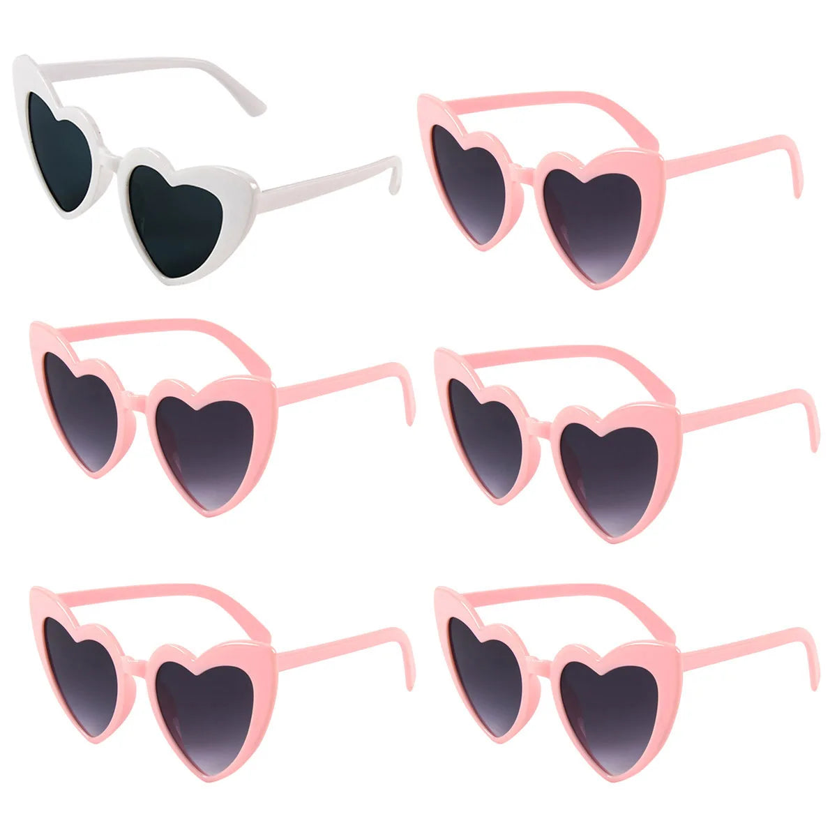 6pcs Bachelorette Party Sunglasses Wedding Bridal Shower Decoration Pink White Heart Glasses Bridesmaid Gifts Hen Party Supplies 1white 5pink-A