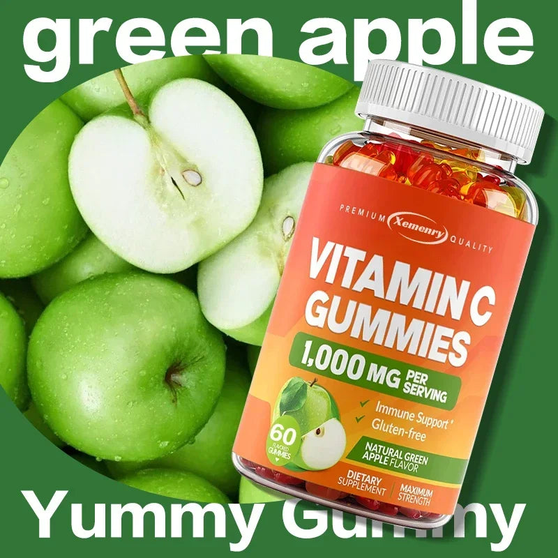 Vitamin C Gummies - Antioxidant, Promotes Collagen Production, Skin Glow, Supports Heart, Immune Health, Vegetarian